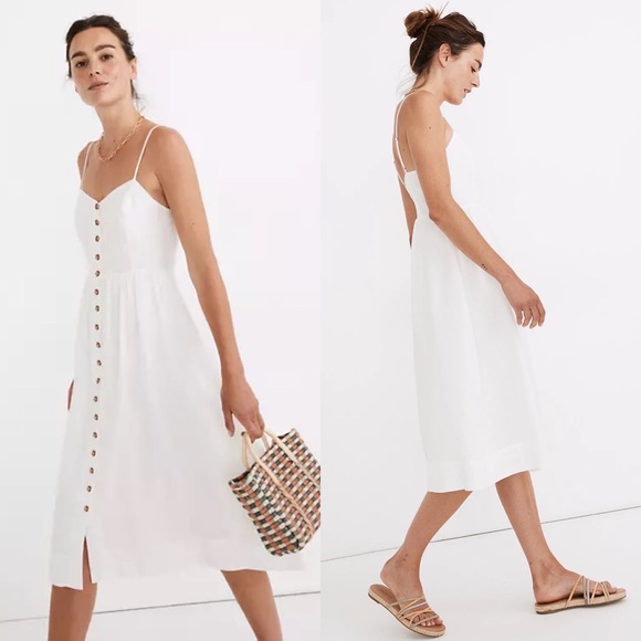 Madewell Dresses & Skirts - NWT Madewell Linen Blend Cami Button Front Midi Dress